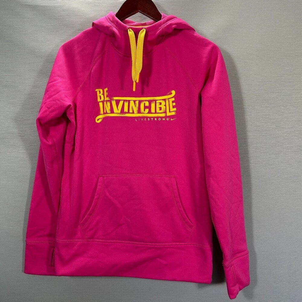 Nike Therma Fit Hoodie Womens Medium Livestrong Be Invincible Pink Thumb Holes